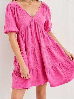 Aerie 100% cotton tiered gauzy mini dress